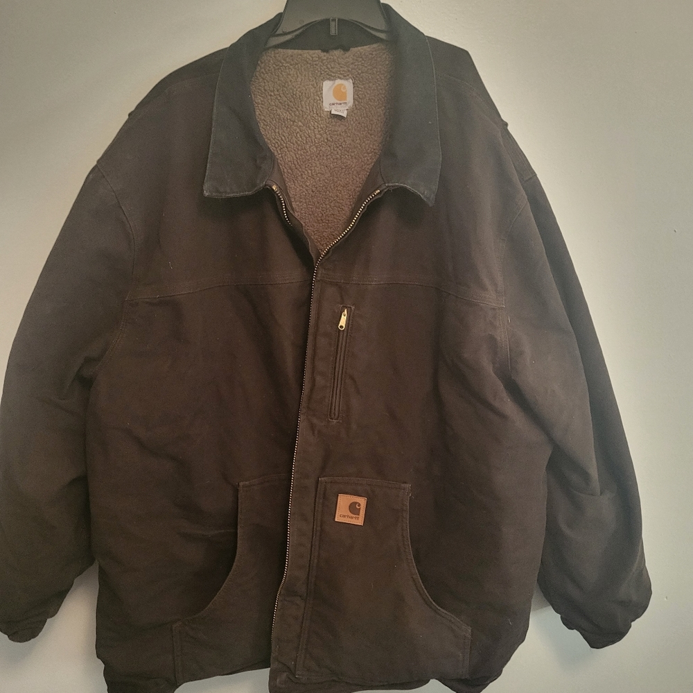 Carhartt sherpa lined canvas jacket size men's 4XL